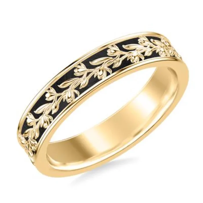Men’s 5mm Carved Floral Wedding Band