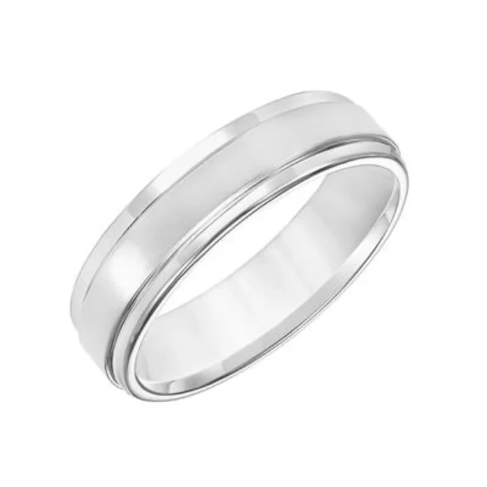 Men’s 6mm Flat Round Edge Carved Wedding Band