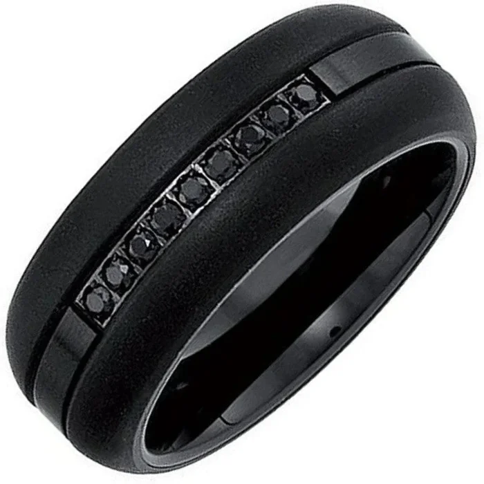 Men’s 8mm Black Diamond Tungsten Band