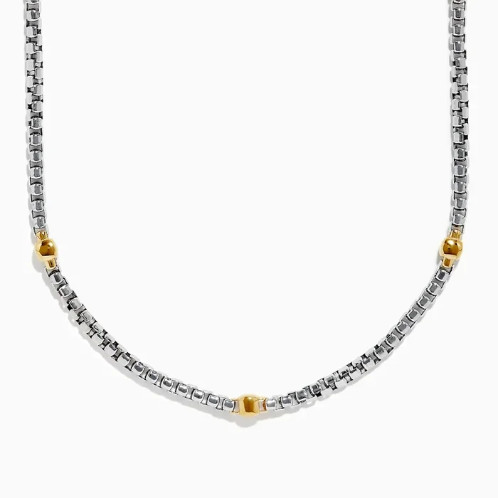 Men’s 925 Sterling Silver and Yellow Gold Plated Necklace