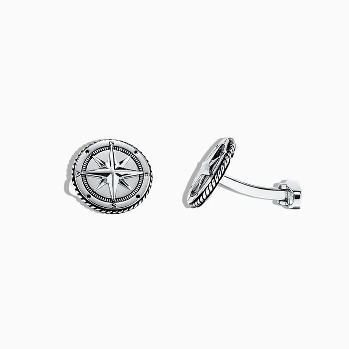Men’s 925 Sterling Silver Compass Cufflinks