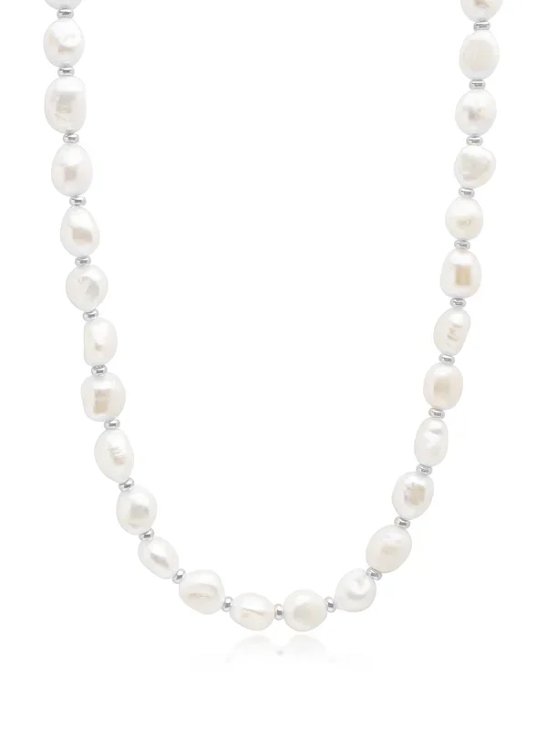 Men’s Baroque Pearl Necklace with Silver