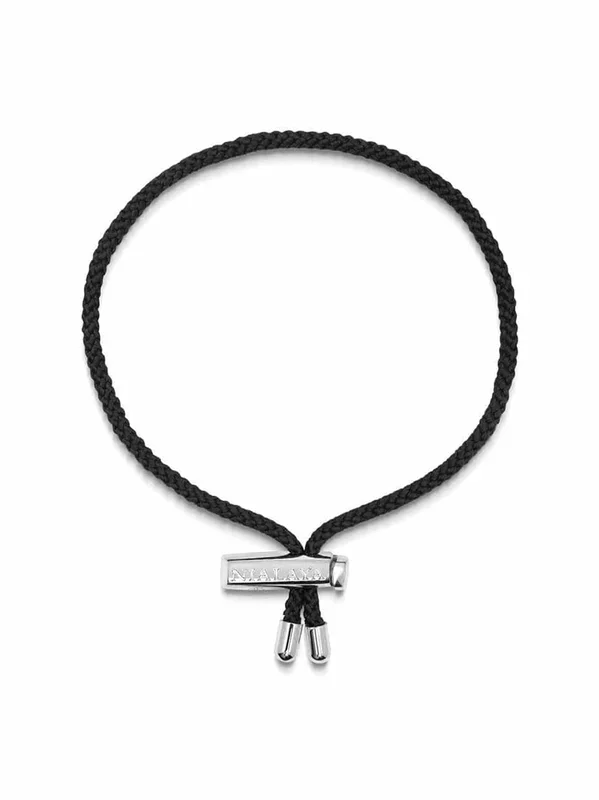 Men’s Black String Bracelet with Adjustable Silver Lock