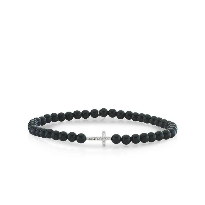 Men’s Collection Gold & Diamond Cross on Onyx