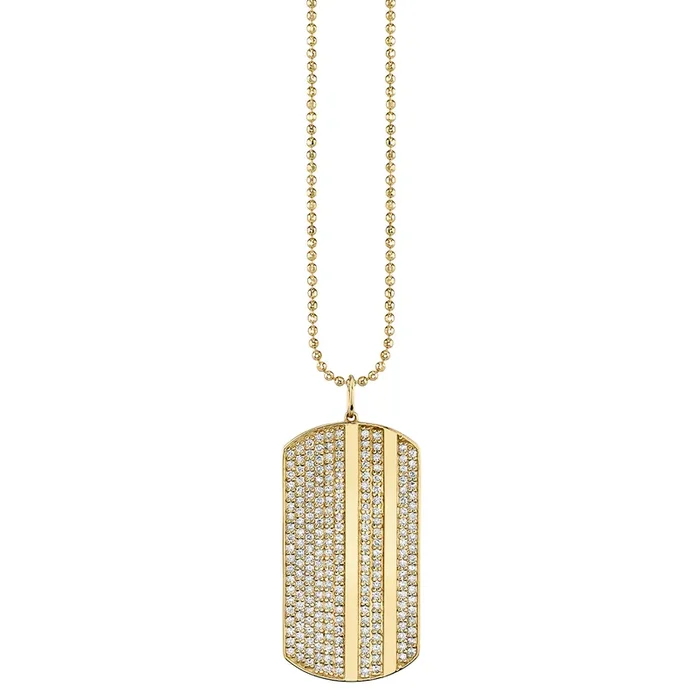 Men’s Collection Gold & Diamond Medium Dog Tag Charm