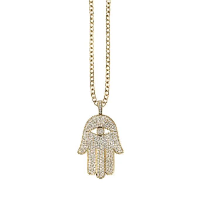 Men’s Collection Gold & Pavé Diamond Extra Large Hamsa Charm