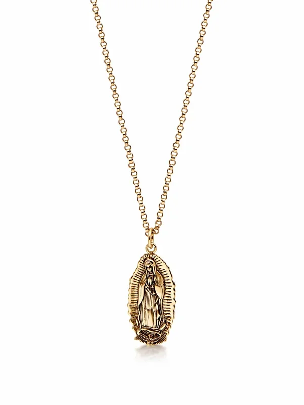 Men’s Gold Necklace with Our Lady of Guadalupe Pendant