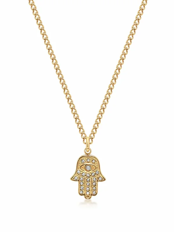 Men’s Hamsa Hand Necklace in Gold