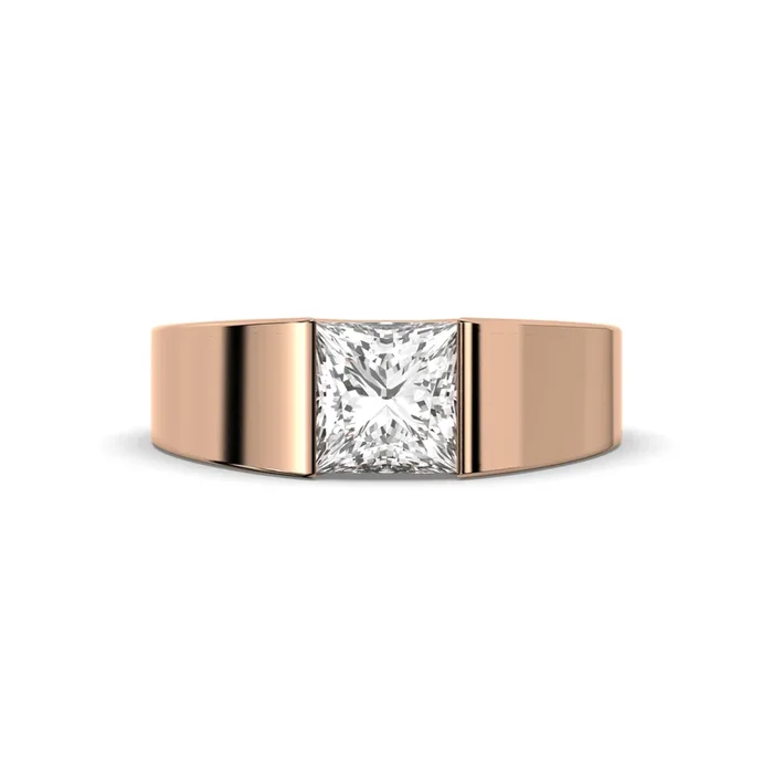 Men’s Jewelry – Men’s VVS Lab Diamond Princess Cut Solitaire Engagement Ring | Rose Gold