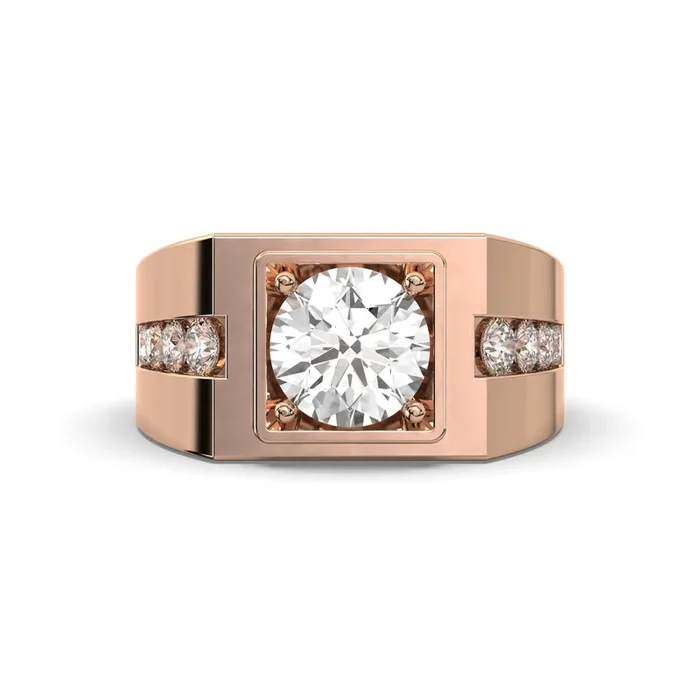 Men’s Jewelry – Men’s VVS Lab Diamond Round Engagement Ring | Rose Gold
