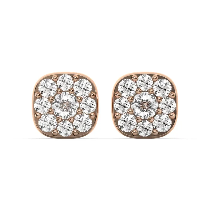 Men’s Jewelry – VVS Lab Diamond Cluster Stud Earrings For Men | 14K Rose Gold
