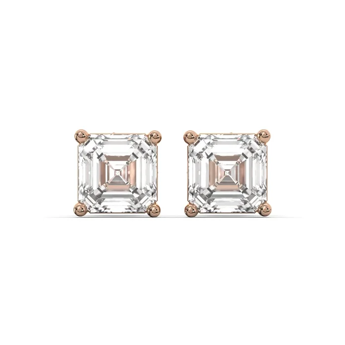 Men’s Jewelry- Male VVS Lab Diamond Asher Cut Stud Earrings | 14K Rose Gold