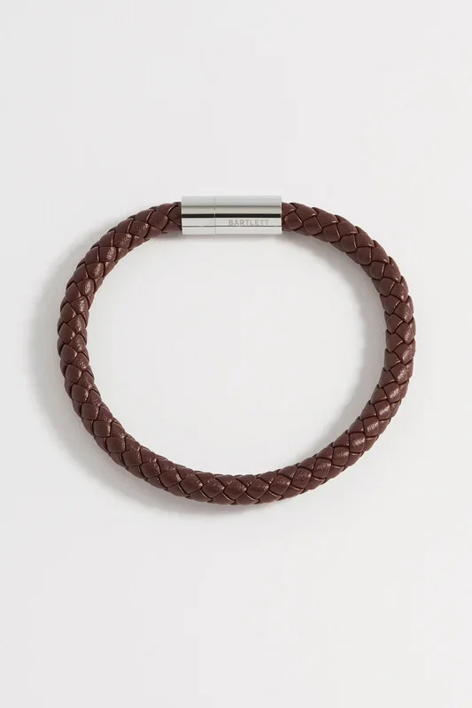 Men’s Leather Single Plaited Wrap Bracelet