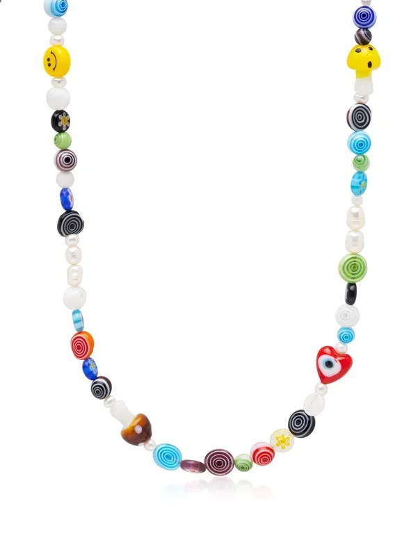 Men’s Mushroom Pearl Choker with Assorted Beads
