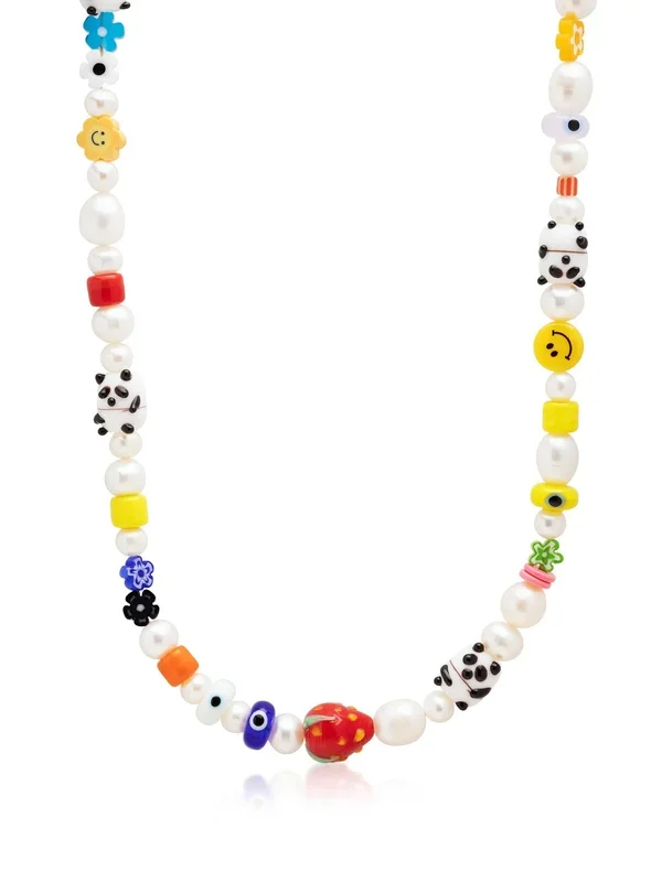 Men’s Panda Pearl Necklace with Assorted Beads