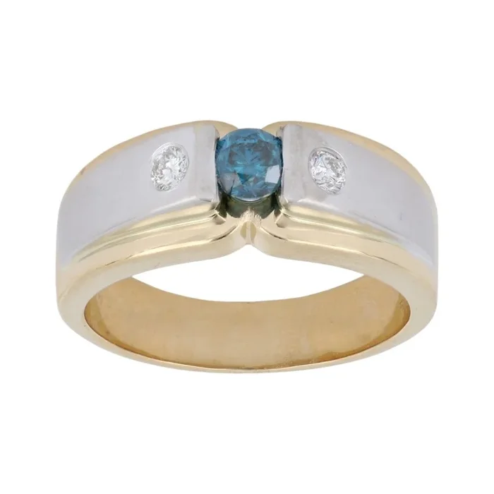 Men’s Ring Blue Diamond (Blue Diamond 0.41 cts. White Diamond 0.18 cts. )