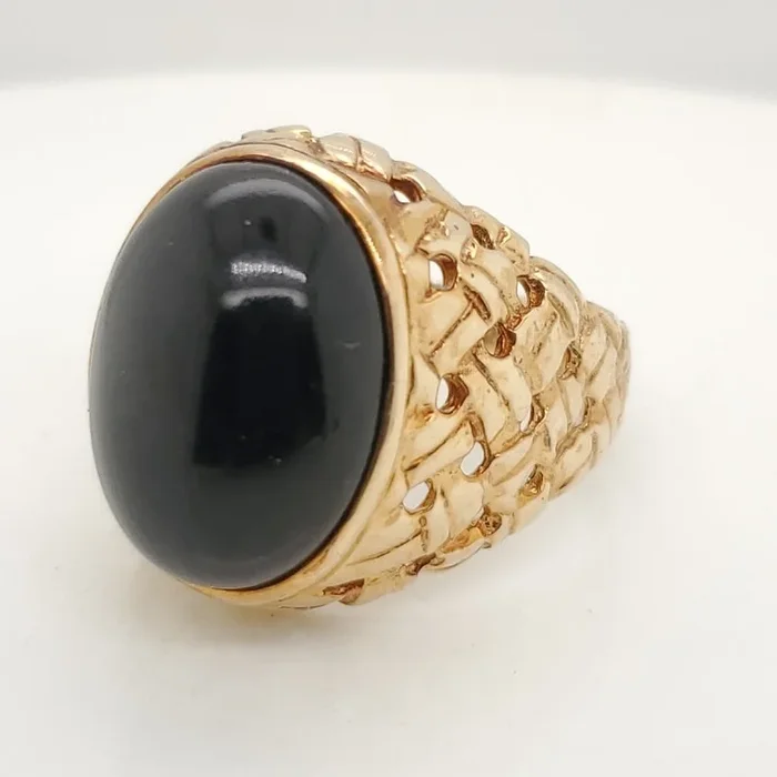 Mens 14kt Yellow Gold and Onyx Ring