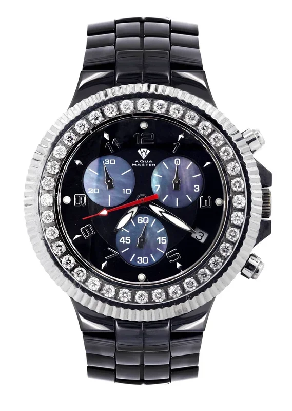Mens Black Steel Tone Diamond Watch | Appx. 2.85 Carats