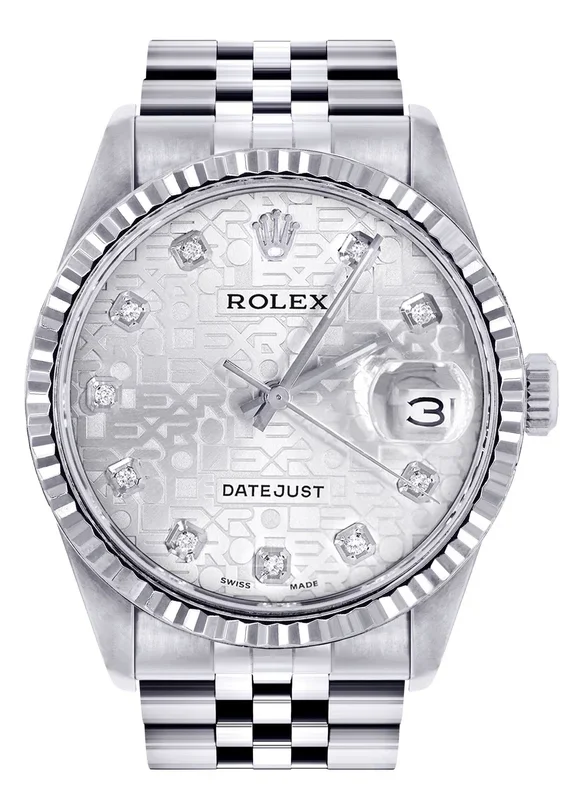 Mens Rolex Datejust Watch 16200 | Fluted Bezel | 36Mm | White Texture Dial | Jubilee Band