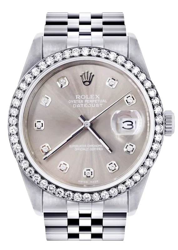 Mens Rolex Mens Watch Datejust 16200 | 36Mm | Grey Dial | Jubilee Band
