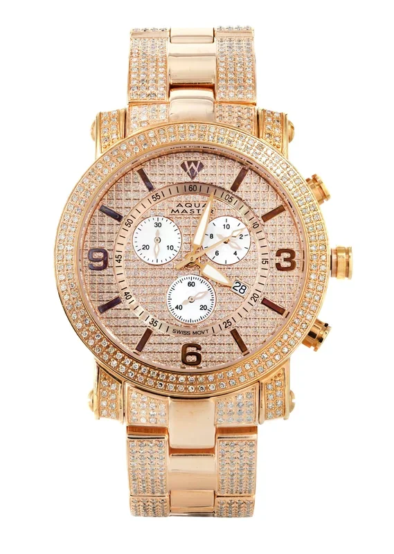 Mens Rose Gold Tone Diamond Watch | Appx. 8.5 Carats