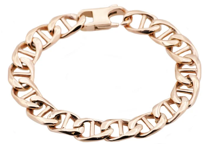 Mens Rose Stainless Steel Mariner Link Chain Bracelet