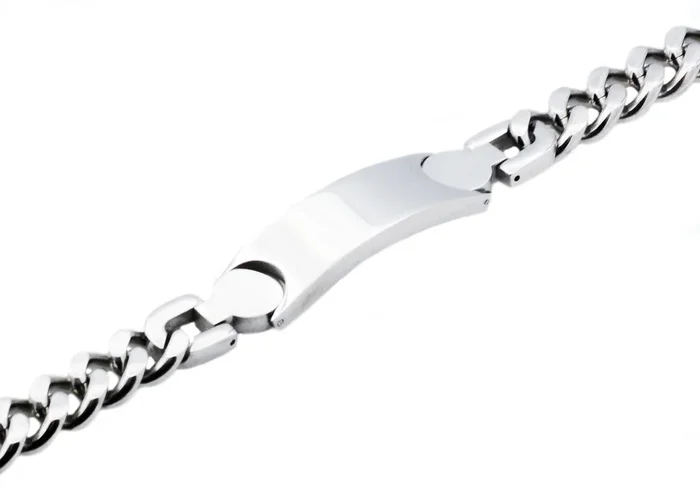 Mens Stainless Steel ID-Engraveable Bracelet