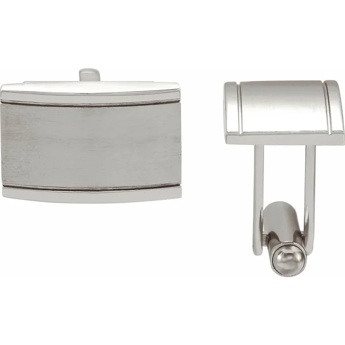 Mens Stainless Steel Rectangular Cufflinks with Satin Finish