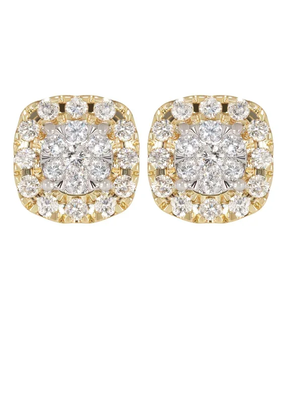 Mens Stud Diamond Earrings | 1.03 Carats 14K Yellow Gold