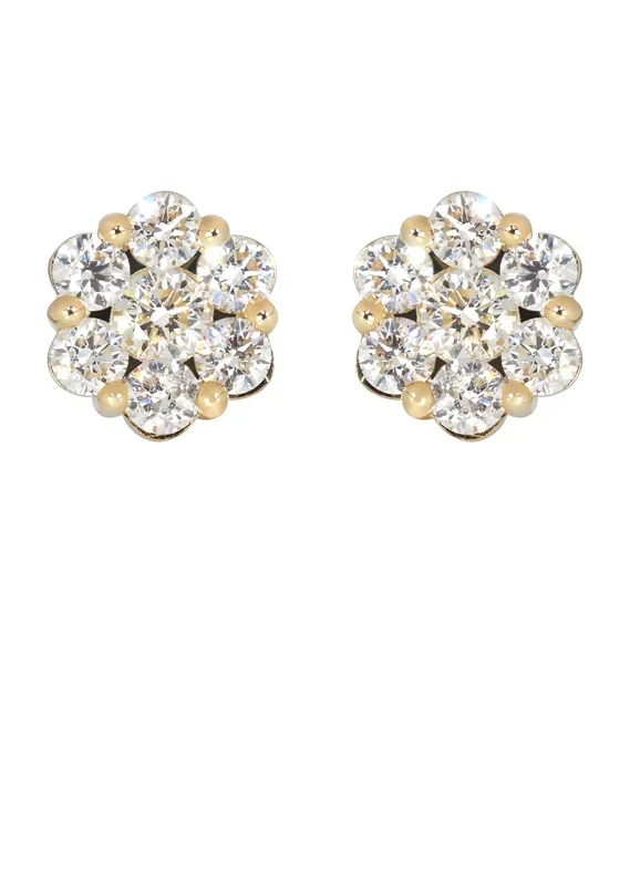 Mens Stud Diamond Earrings | 3.45 Carats 14K Yellow Gold