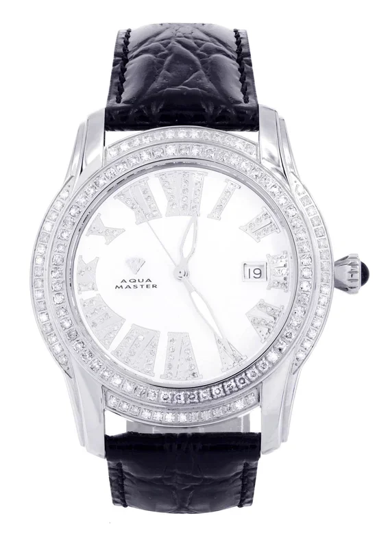Mens White Gold Tone Diamond Watch | Appx. 1.71 Carats
