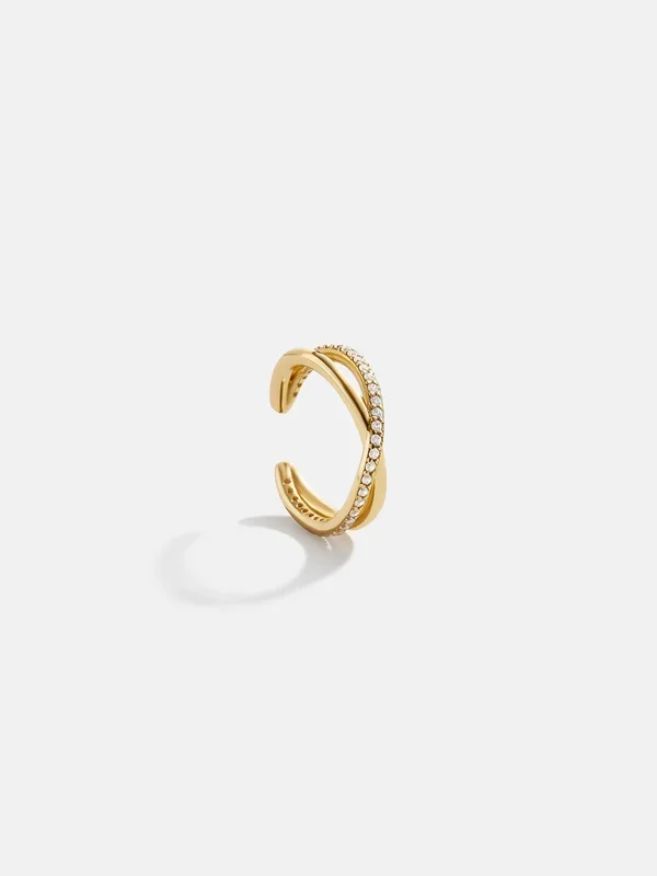 Mercedes 18K Gold Ear Cuff – Gold/Pavé