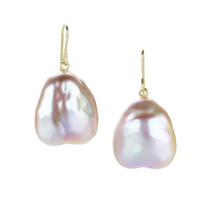 Metallic Pink Flower Petal Pearl Earrings