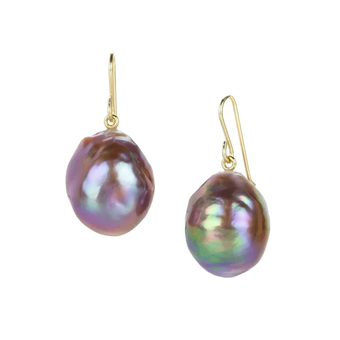 Metallic Purple Ombre Baroque Freshwater Earrings