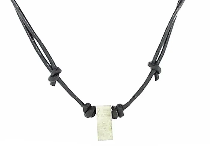 Meteorite Open Rectangle On Adjustable Leather Cord