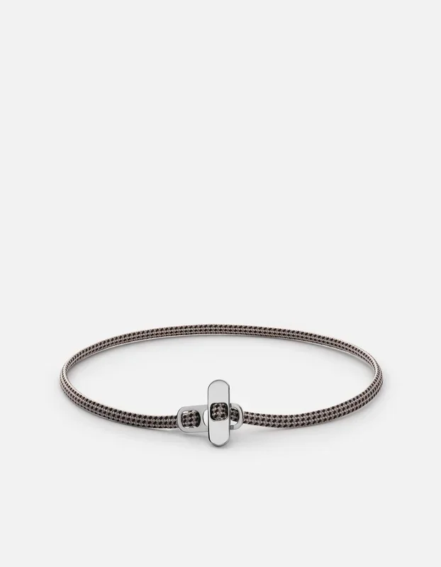 Metric 2.5mm Rope Bracelet, Sterling Silver/Sand-Black