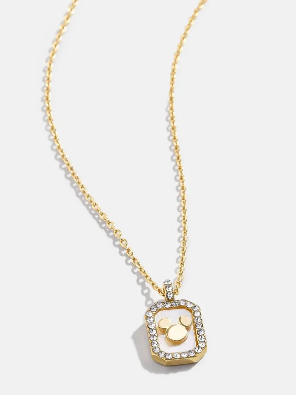 Mickey Mouse Disney Pavé Pendant Necklace – Gold/Pavé