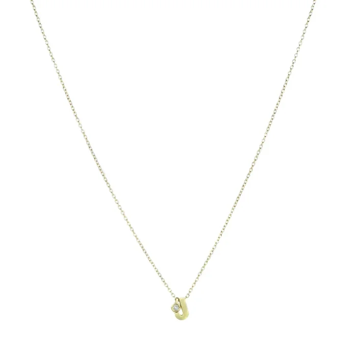 Micro “J” Pendant Necklace with Diamond Tag