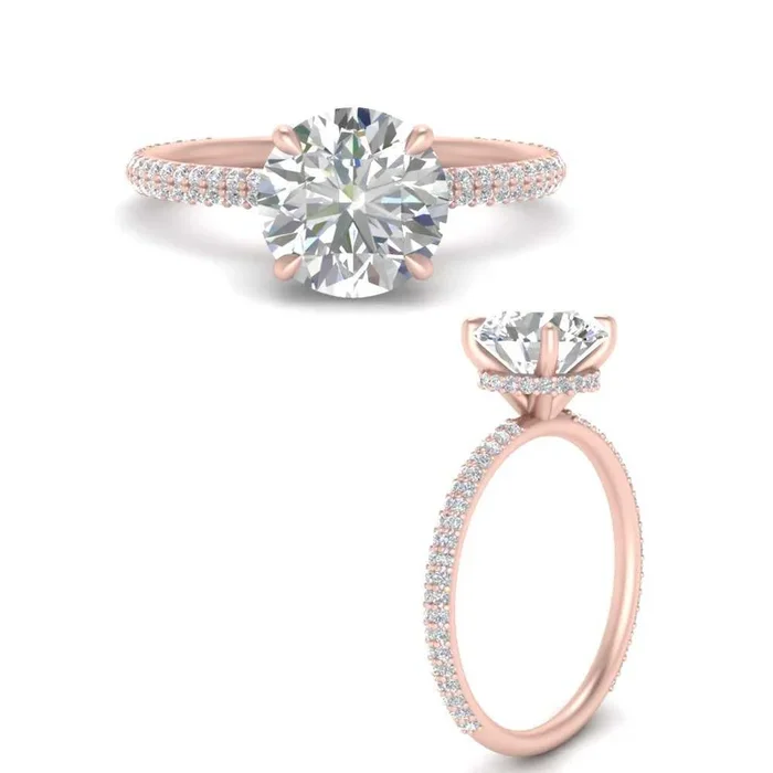 Micropave Half Eternity Ring With Hidden Halo