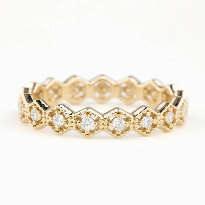Milgrain Hexagon Eternity Ring