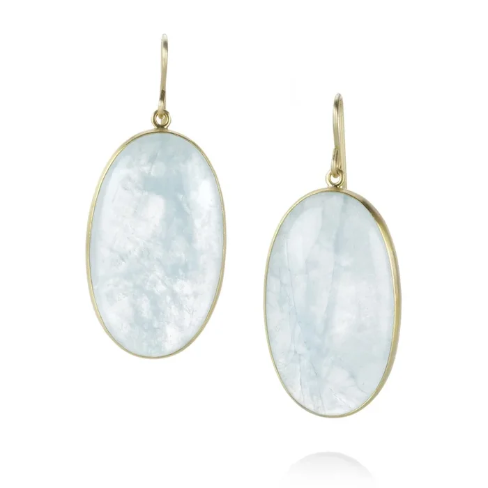 Milky Aquamarine Cabochon Earrings