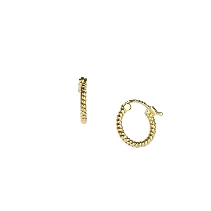 Mini 18k Yellow Gold Rope Hoops