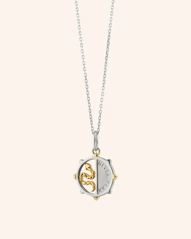 Mini “Never Fear” Two-Tone Snake Necklace