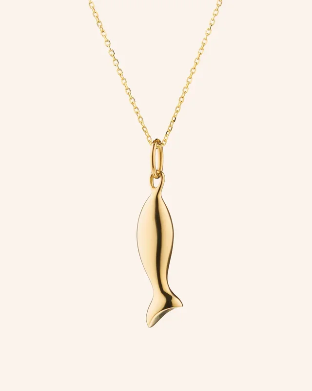 Mini “Perseverance” Fish 18K Gold Necklace