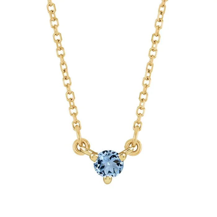 Mini Aquamarine Solitaire Necklace