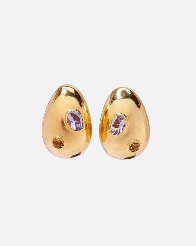 Mini Arp Earrings, Studded Gold
