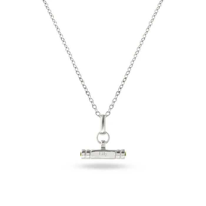 Mini Custom Stamped T-Bar Necklace (Silver)