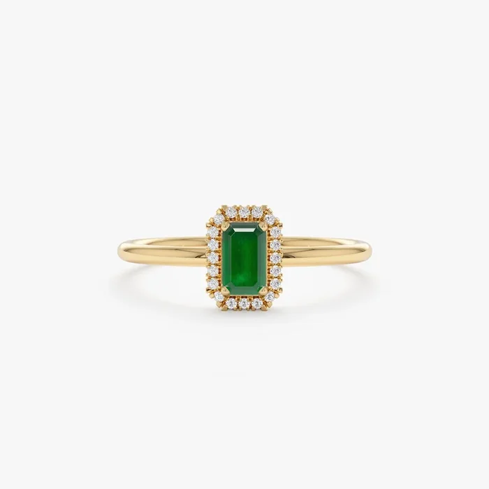 Mini Emerald and Diamond Engagement Ring, Julie