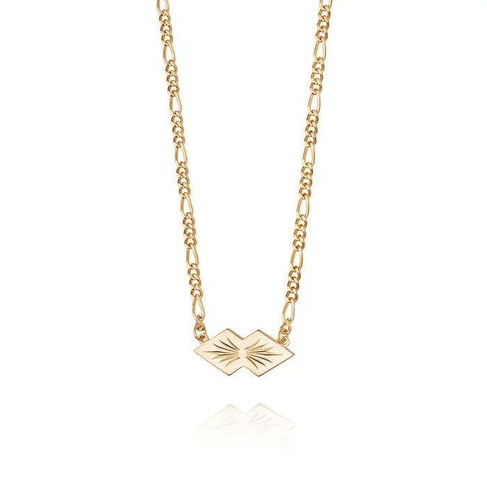 Mini Engraved Leaf Necklace 18ct Gold Plate