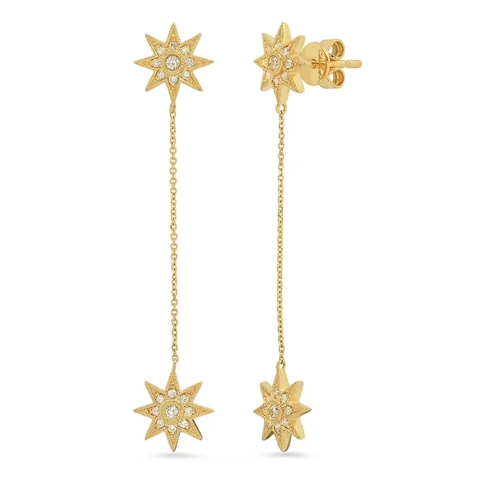 Mini Galaxia Star Studs with Drop – Three Colors